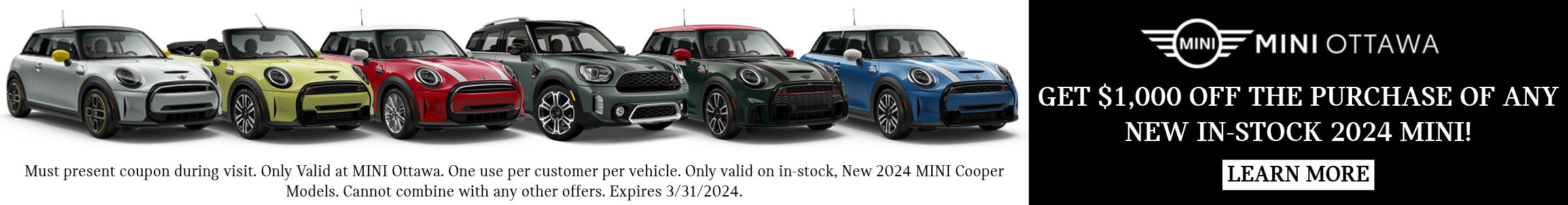 GET $1,000 OFF THE PURCHASE OF ANY NEW IN-STOCK 2024 MINI!